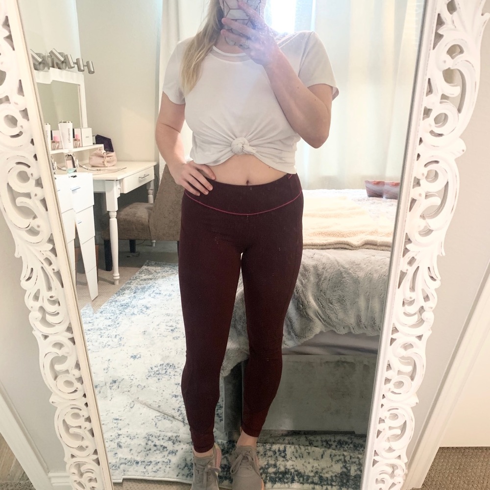 Maroon Lululemon Leggings Size 6 - Picture 2 of 4